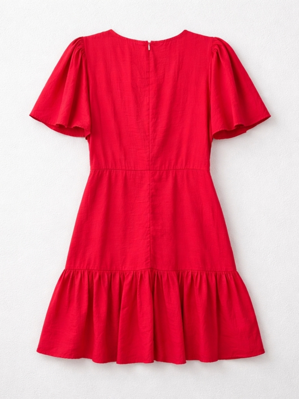 A. Calin by Flying Tomato Red Mini Dress | Lace Detail | Flowy Tiered | Medium - Picture 5 of 12